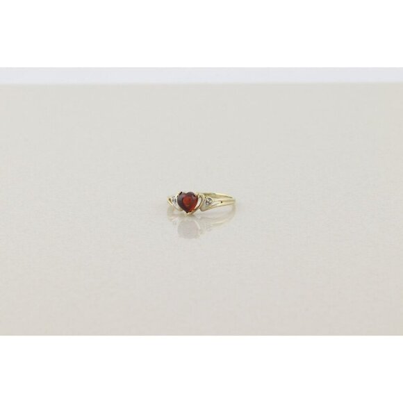 10k Yellow Gold Natural Garnet & Diamond Ring Size 7 1/4 - Picture 5 of 7
